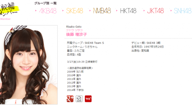 AKB48 41stシングル 選抜総選挙 立候補！